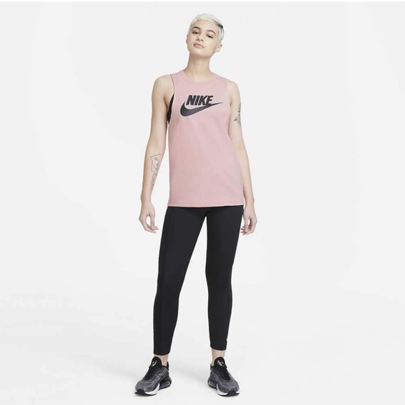 NWT Nike Sportswear Standard Fit Sleeveless Muscle Tank Top Pink Glaze Black - Picture 3 of 10